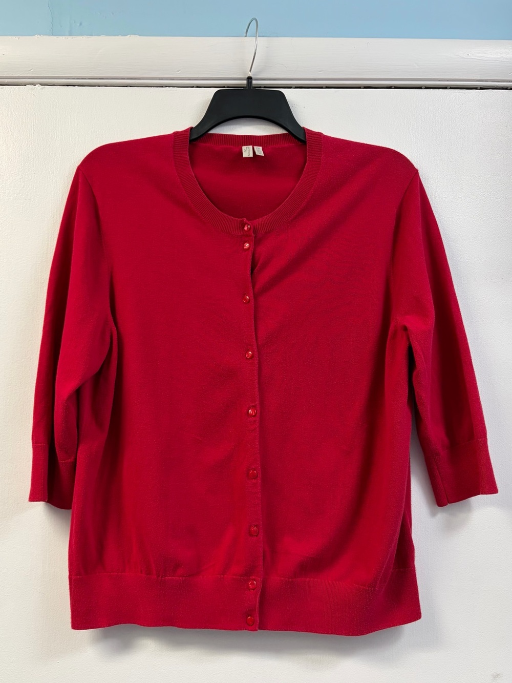 Madison Bright Red Button-Front Cardigan